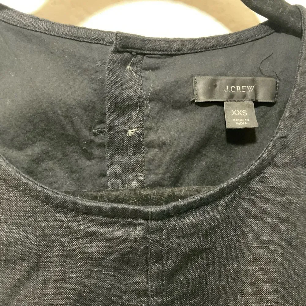 J. Crew Linen Dress button back black size XXS